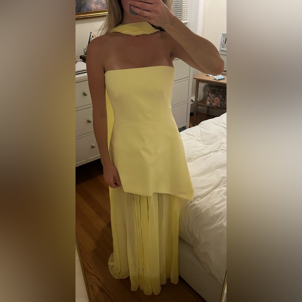 Elegant Asymmetrical Yellow Maxi Dress
